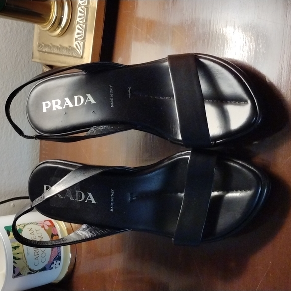 New Without Box Prada Wedge Sandals Size 7.5 - Picture 1 of 6